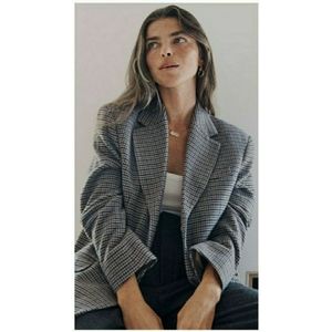 Everlane The ReWool '80s Blazer Houndstooth Plaid Oversized Classic Jacket Sz 12